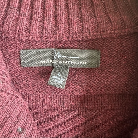 Marc Anthony Textured 1/4 Button Pullover Burgandy Sweater Size Large Textured - Picture 9 of 10